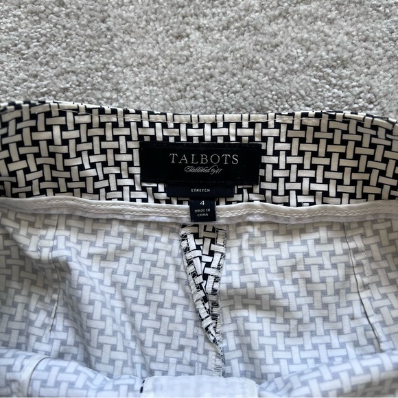 Talbots White Black Patterned Tapered Pants - Picture 2 of 3